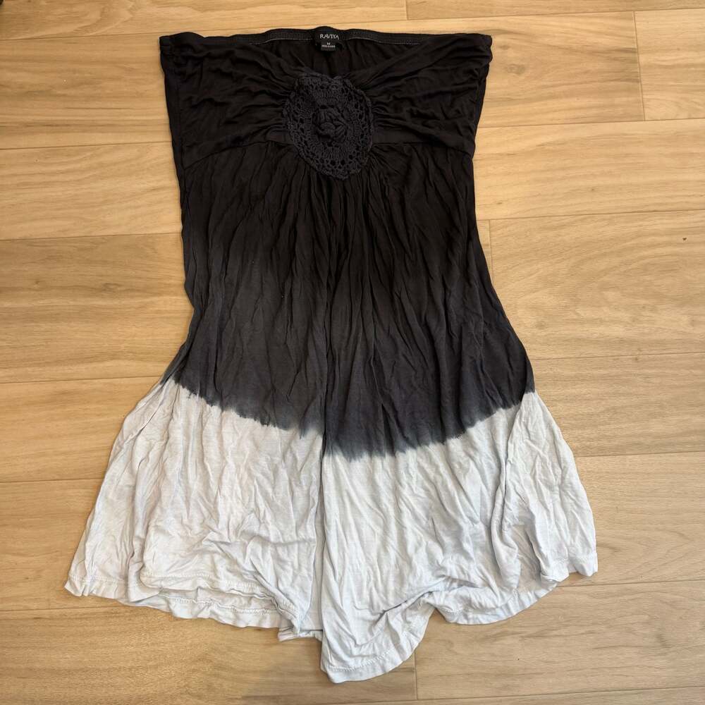 Y2K Raviya Strapless Ombre Babydoll Dress Size Medium Crochet Rosette